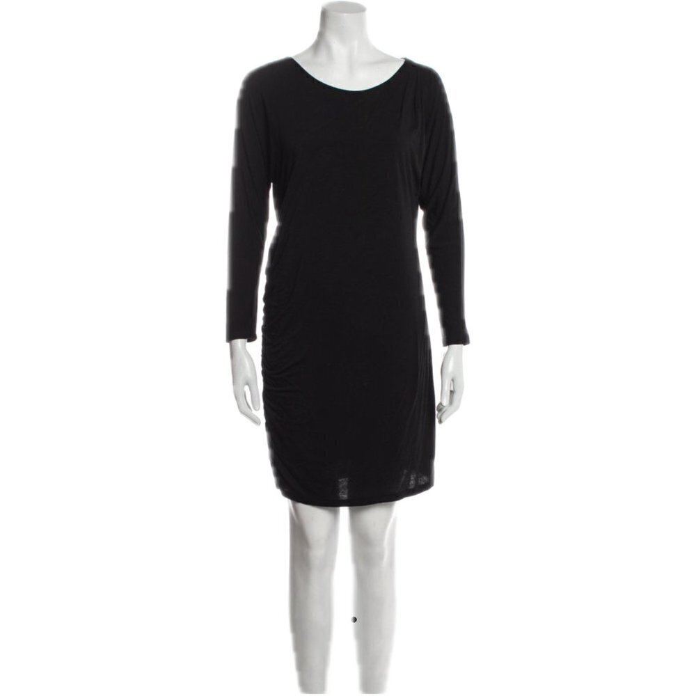 Theory Black Scoop Neck Shift Dress Long Sleeve Size Medium - Picture 3 of 7